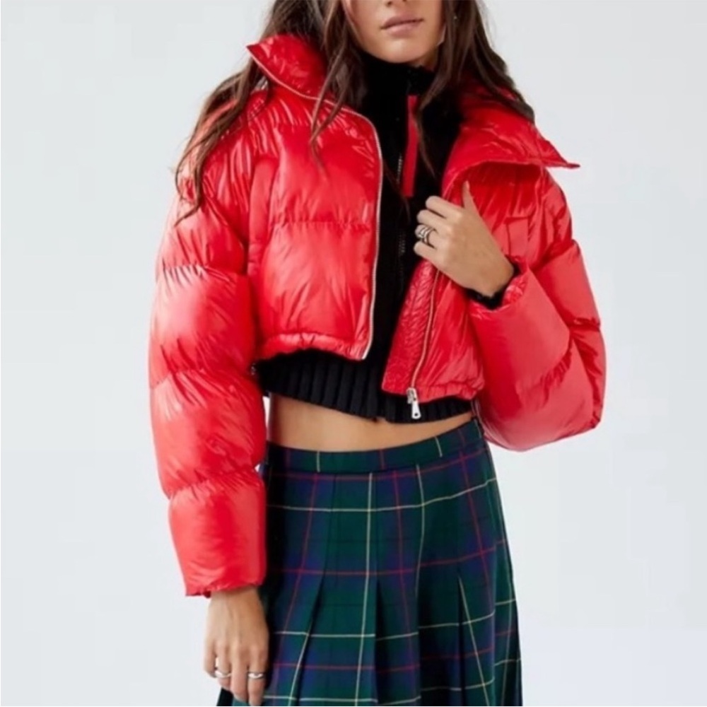 Urban Outfitters Cropped Red Puffer